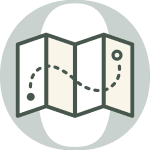 Simple illustration of a folded map with a dashed path leading from a solid dot to an outlined circle, set against a light background. Simple illustration of a folded map with a dashed path leading from a solid dot to an outlined circle, set against a light background.